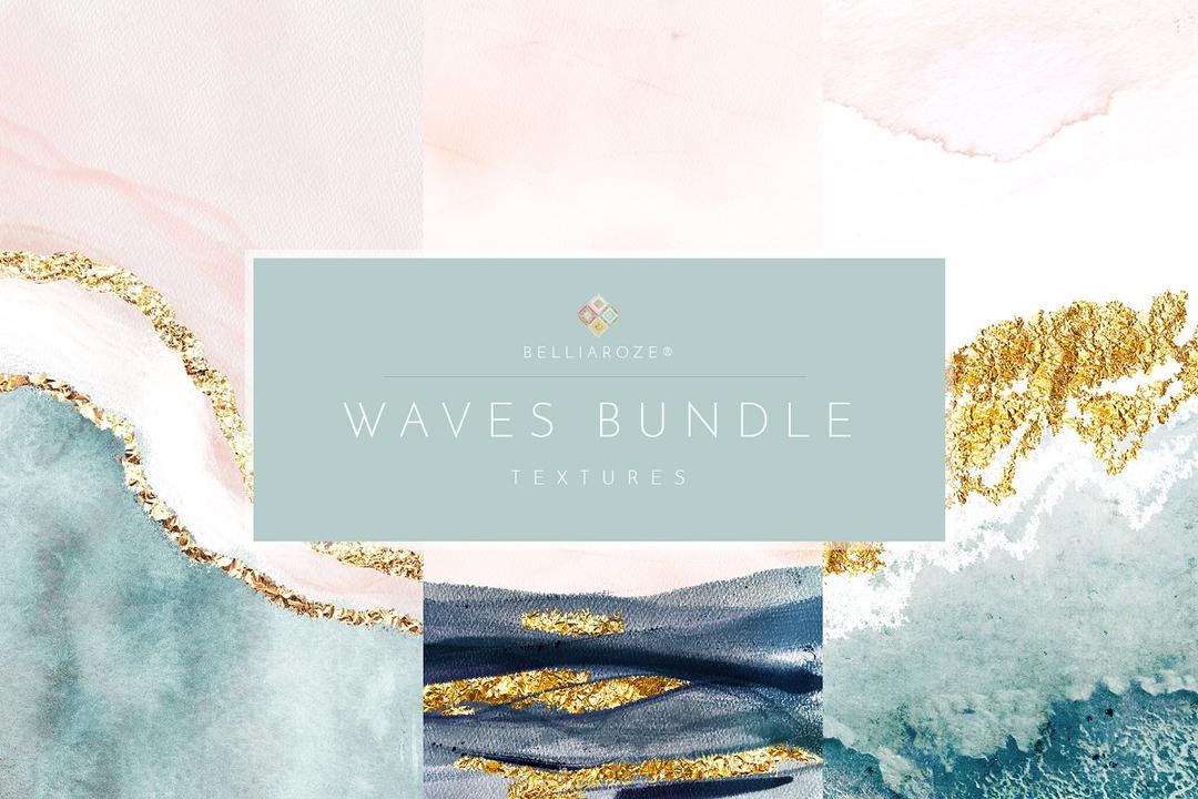 bundle watercolor waves of gold 4152547金色花边水彩背景 金线纹理