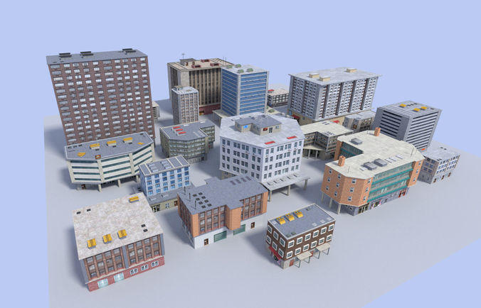 Cgtrader - 20 city building collection Low-poly 3D model