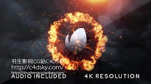 4K分辨率标志片头AE模板 爆炸火焰粒子LOGO标题演绎动画