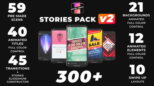手机移动端社交媒体商业广告视频制作工程动态字幕动画VideoHive Instagram Stories...