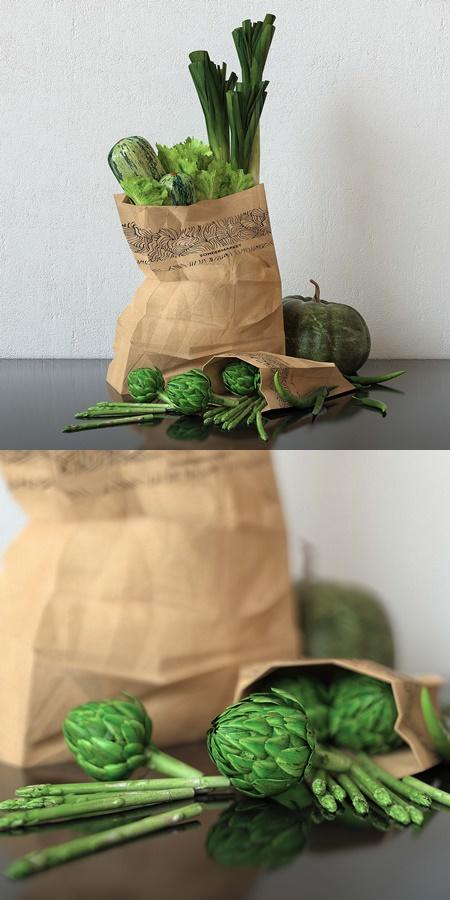 Set of green vegetables