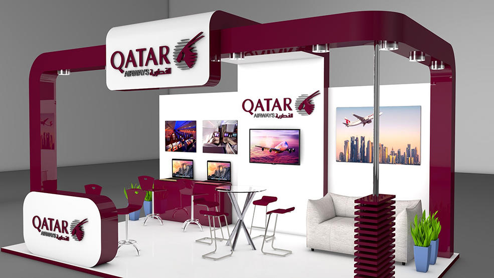 航空公司展台C4D模型 Qatar Airways Exhibition Stand