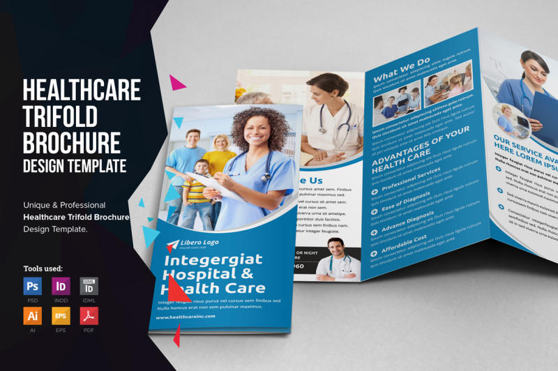 医疗保健三折宣传册设计Healthcare Trifold Brochure