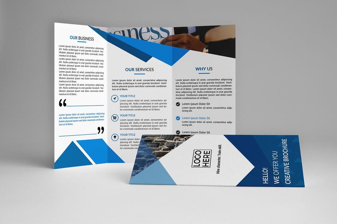 企业商业宣传册三折页模板Business Trifold Brochure Template 624333