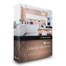 61套厨房橱柜C4D模型合集 Kitchen set 3d models