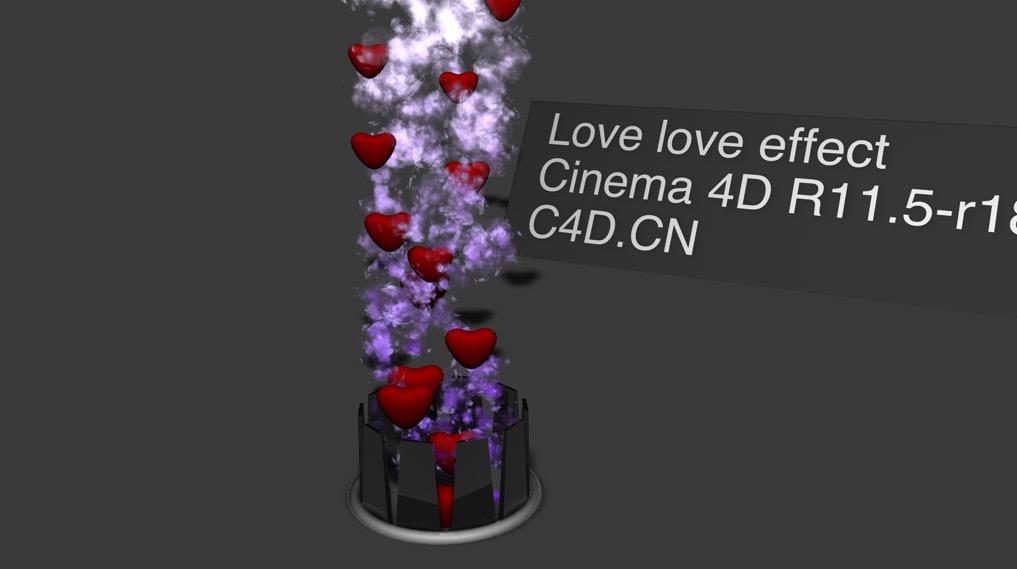 C4D粒子喷发动画 爱心发射动画工程文件 Love love effect