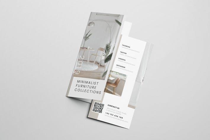 室内设计小册子Interior Design AI and PSD Trifold Brochure