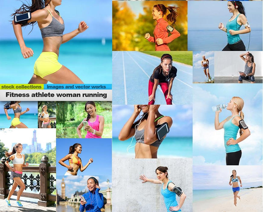 健身运动人物照片Fitness athlete woman running, 15 x UHQ JPEG