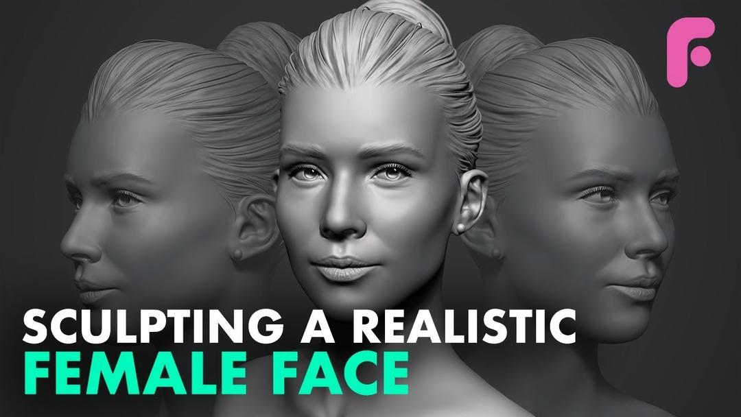Flippednormals女性脸部雕刻Zbrush课程Sculpting a Realistic Female Face in Zbrush