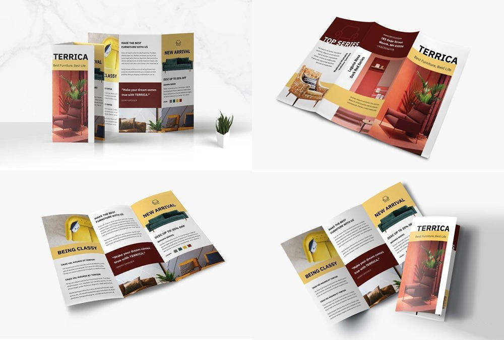 Trifold Furniture Business Brochure家具业务三折页手册 