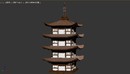 Pagoda japan style 高精度日本佛塔3d模型 精细木塔木质结构塔外架斗拱雀替四椽栿-缩略图