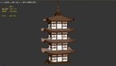 Pagoda japan style 高精度日本佛塔3d模型 精细木塔木质结构塔外架斗拱雀替四椽栿-缩略图