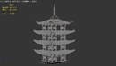 Pagoda japan style 高精度日本佛塔3d模型 精细木塔木质结构塔外架斗拱雀替四椽栿-缩略图