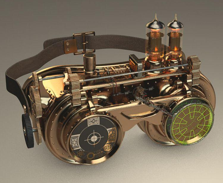 设计星素材分享平台c4d科幻眼镜蒸汽朋克护目镜模型v2 C4d 3d Steampunk Goggles Model