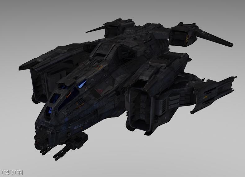 星球大战科幻宇宙飞船：科幻运输机C4D模型 SciFi Dropship,3D模型,C4D之家