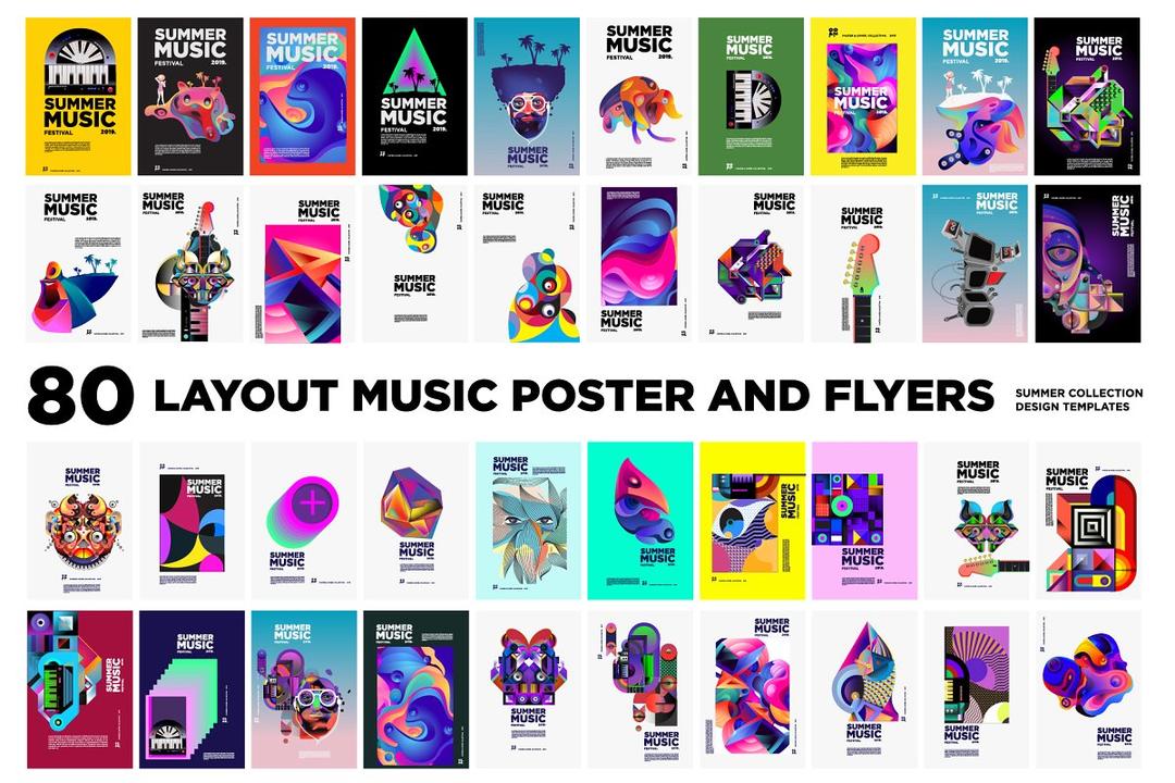 设计星素材分享平台80组音乐海报插画80 Music Illustration For Event