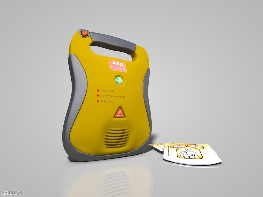 医院医疗器械：除颤器C4D模型 AED-Defibrillator 