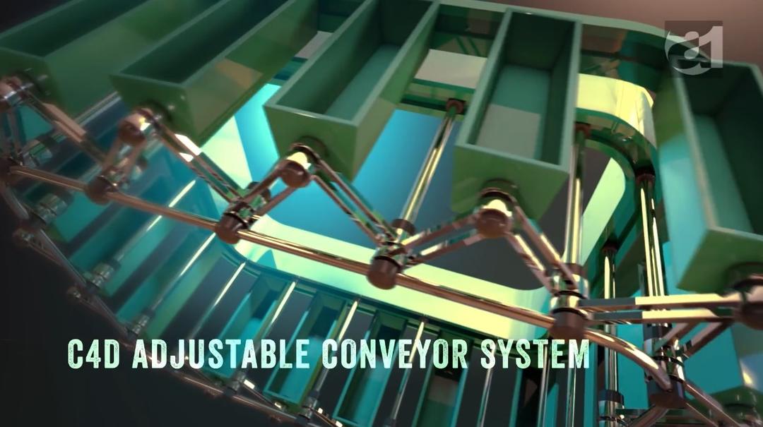 C4D制作输送系统动画教程 C4D Adjustable Conveyor System Tutorial 