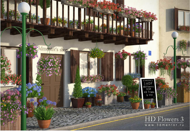 100组景观装饰花卉 花盆 树木C4D模型合集vrayc4d – HD Flowers vol.3 for Cinema4D