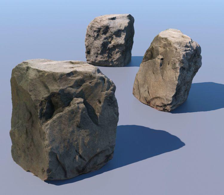 石头 石块 岩石3D模型 Yard Rock C4D模型 写实石头模型