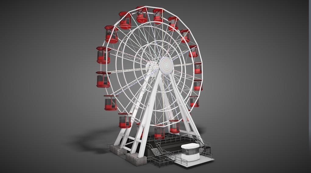 游乐场费里斯轮 摩天轮C4D模型 Ferris Wheel