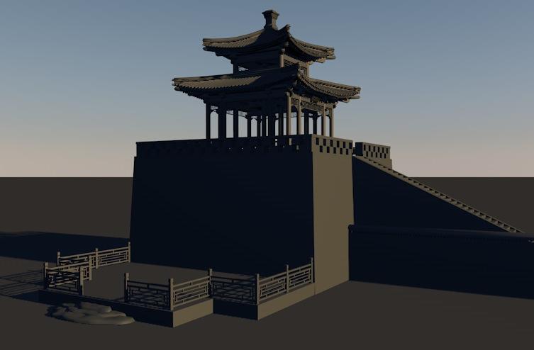 古建模型：城楼3D模型 Ancient tower,3D模型 