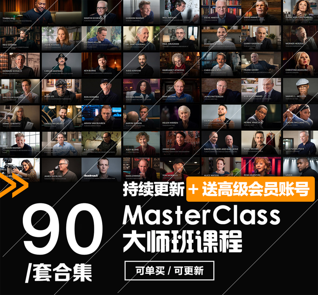 MasterClass 大师班课程84套合集+中文字幕+持续更新+赠品会员