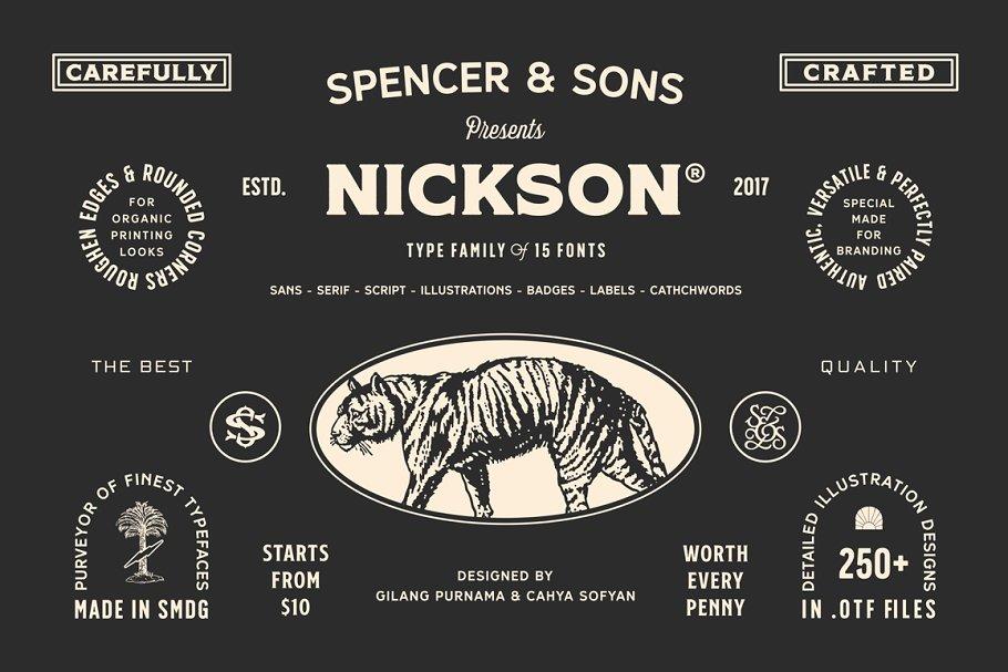 S&S Nickson Font Bundle 1988596 徽标T恤字体
