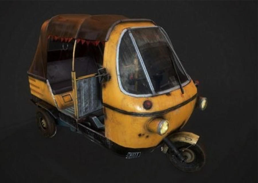 tukshai pbr 火三轮 三轮车 印度蹦蹦车 蹦蹦车模型 三轮摩托车 max