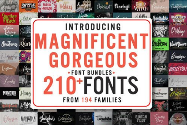 Magnificent Gorgeous Fonts Bundles [210 Fonts / 194 Families]