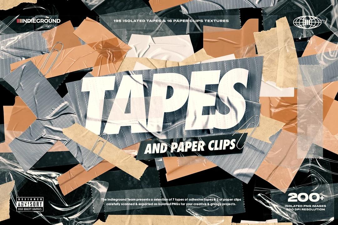 Tapes & Paper Clips 胶带样机模板