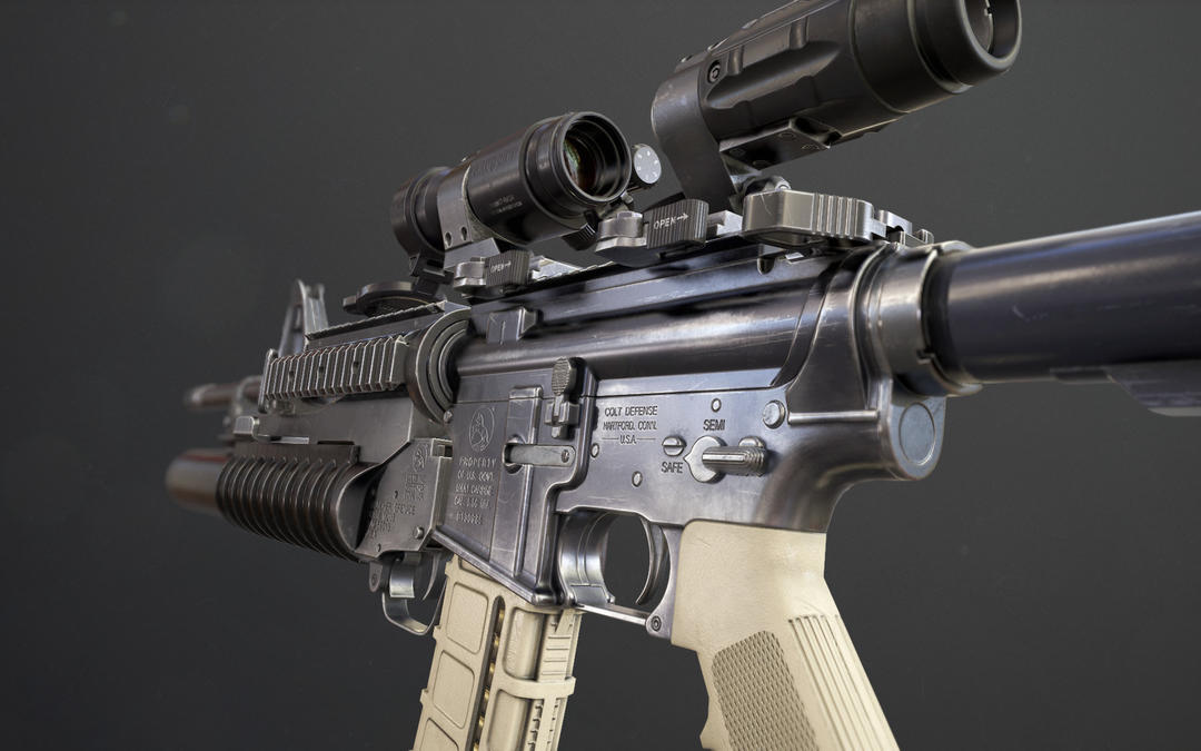 Rifle M4A1 The 3D model  M4A1突击步枪模型