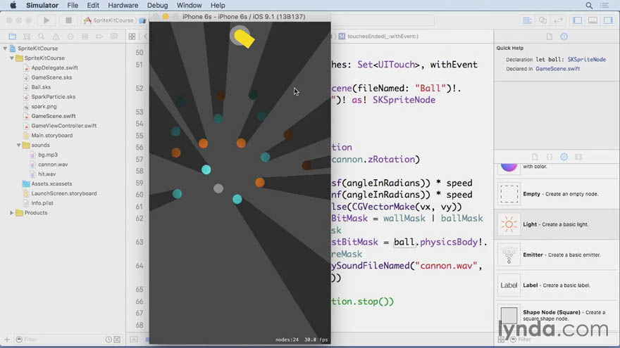 Lynda - 用Swift 2.0 和 SpriteKit 开发苹果系统的游戏教程