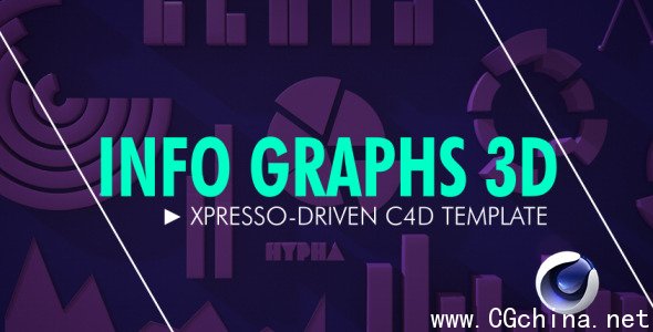 常用数据信息动态趋势动画C4D模板Info Graphs 3D