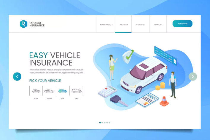 Car Insurance Web Header PSD & Vector Temp Vol. 01