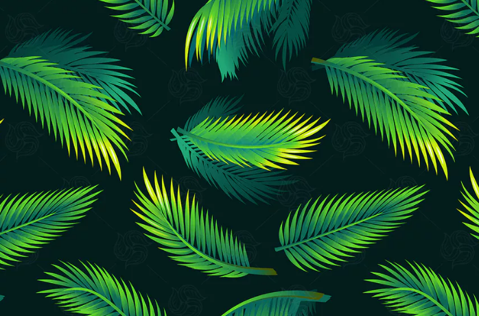 Tropical palm leaves - seamless pattern