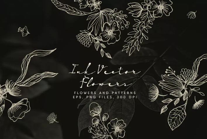Ink Vector Flowers