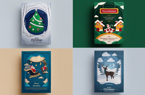Paper Art Christmas Flyer Templates