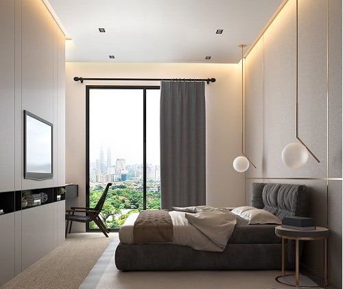 Modern Bedroom & WC 3D Interior Scene