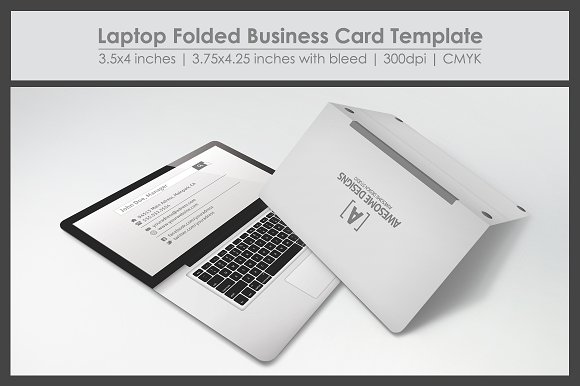 Laptop Folded Business Card Template 27557