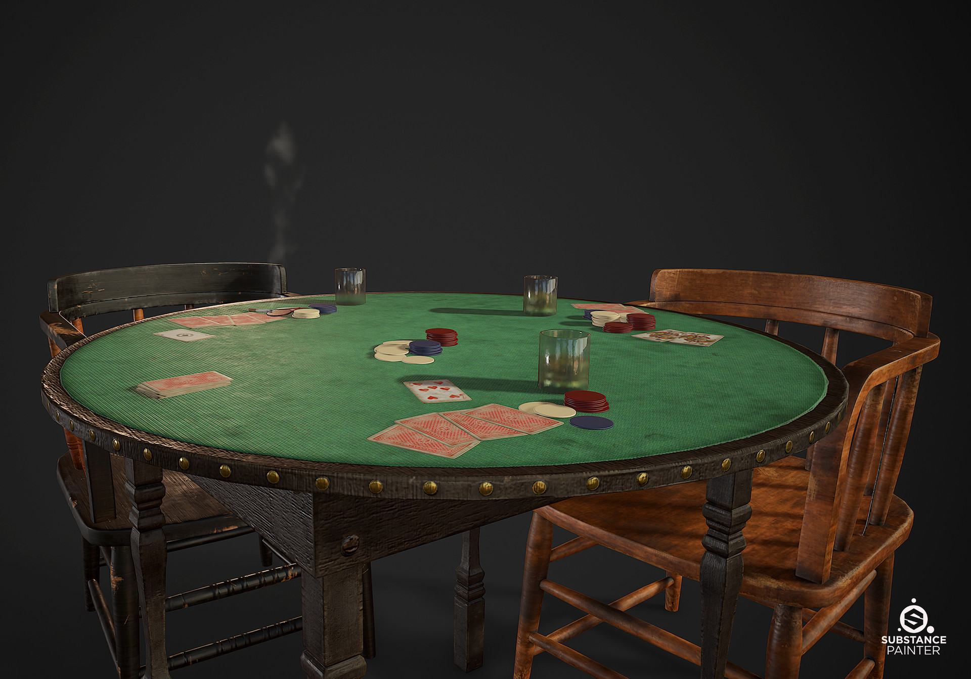 Pokertable Props set 3D Model
