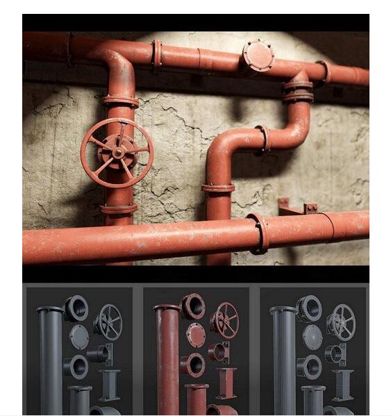 Modular Industrial Pipes constructor set – 3D Model