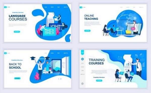 Landing Page Templates Flat Concept Bundle