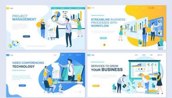 Landing Page Templates Flat Concept - 2