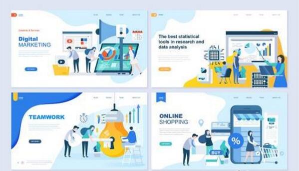 Landing Page Templates Flat Concept - 4