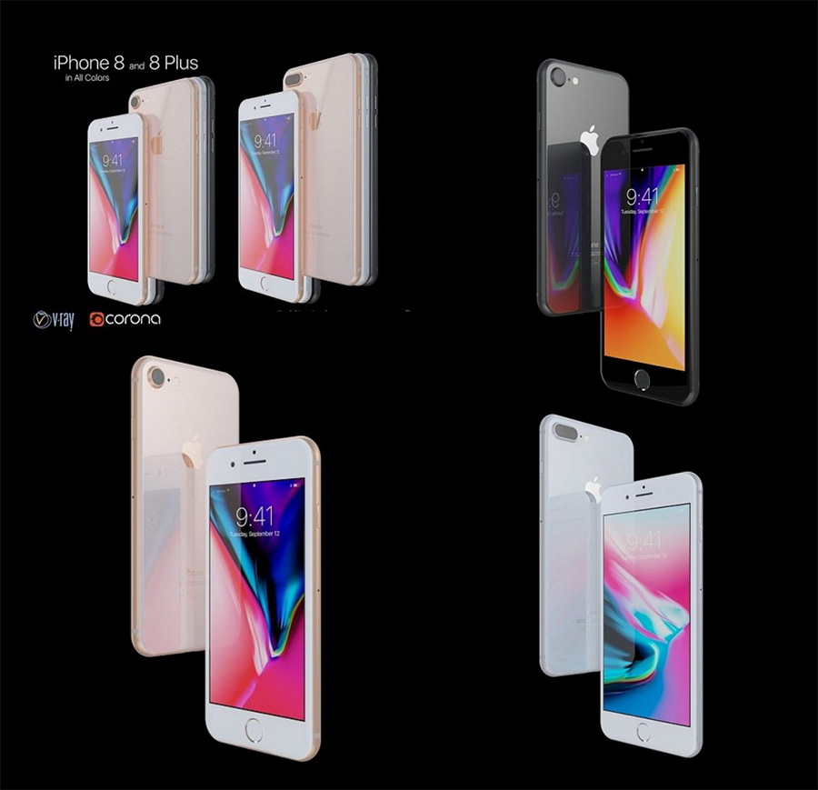 Apple iPhone 8 and 8Plus 3d Model