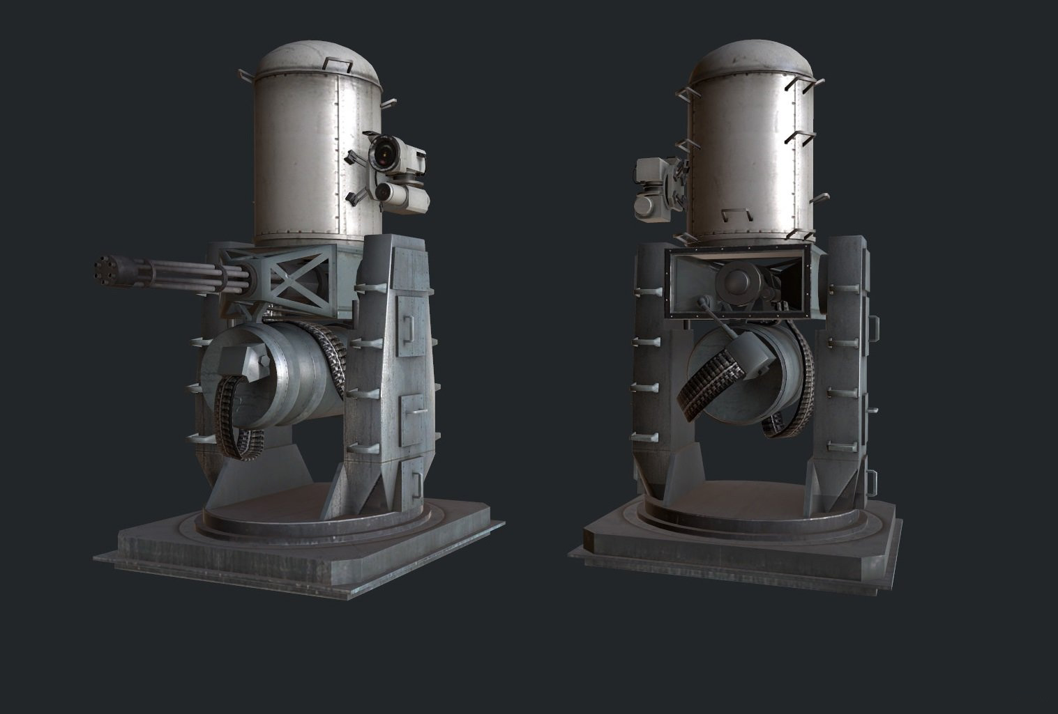 防御工事机械碉堡Phalanx CIWS 3D model
