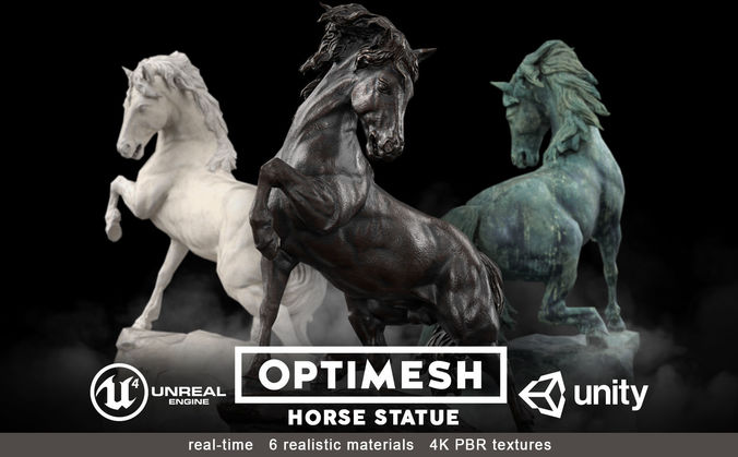 Cgtrader - Horse Statue - 3D PBR model Low-poly 3D model