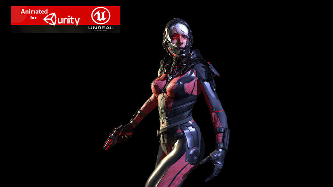 Cgtrader - Sci Fy Girl Low-poly 3D model
