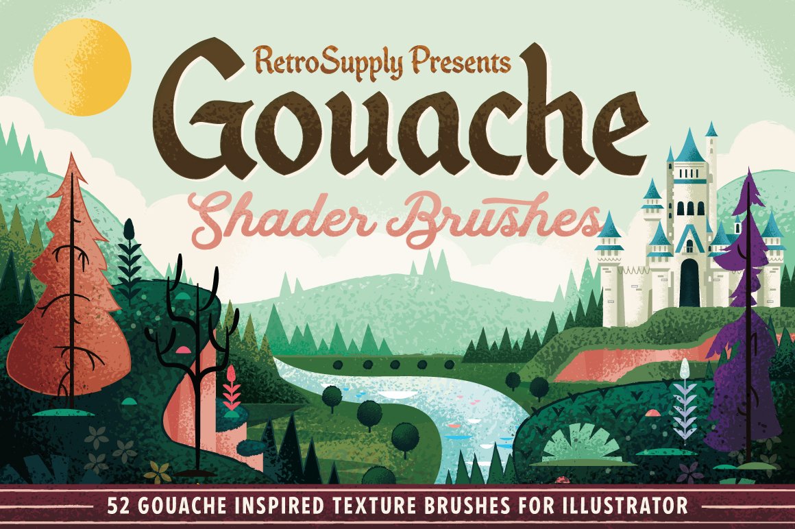 缺 GOUACHE SHADER BRUSHES FOR ADOBE ILLUSTRATOR